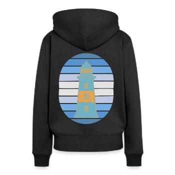 Leuchtturm Signal maritim Leuchttürme - Frauen Premium Bio Hoodie - Schwarz - Hinten - Julia (174cm)