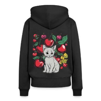 Cerises Cerises Chats Cerises - Sweat à capuche Premium bio Femme - noir - Dos - Julia (174cm)