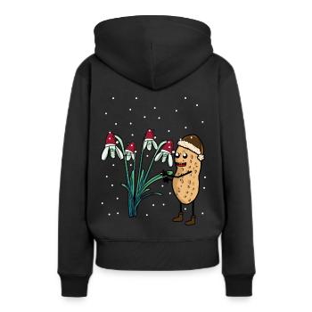 Erdnuss Frühling Schnee Garten Blumen Frost - Frauen Premium Bio Hoodie - Schwarz - Hinten - Julia (174cm)