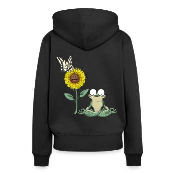 Frosch Frösche Kröte Amphibie - Frauen Premium Bio Hoodie - Schwarz - Hinten - Julia (174cm)