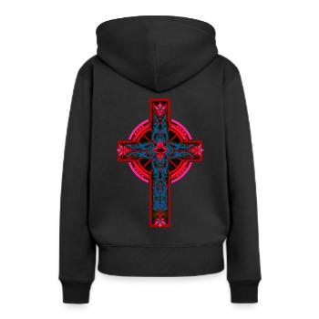 Croix Croix Crucifix Jésus Dieu Église - Sweat à capuche Premium bio Femme - noir - Dos - Julia (174cm)