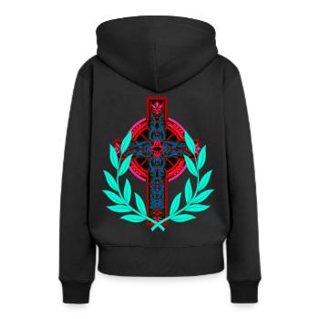 Croix Croix Crucifix - Sweat à capuche Premium bio Femme - noir - Dos - Julia (174cm)