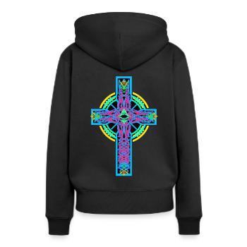 Croix Croix Crucifix - Sweat à capuche Premium bio Femme - noir - Dos - Julia (174cm)