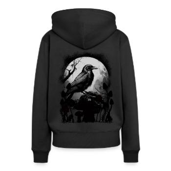 Corbeau Corbeau Corbeau Corbeau Corbeau d’Halloween - Sweat à capuche Premium bio Femme - noir - Dos - Julia (174cm)