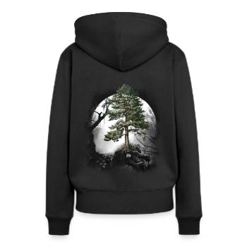 Forêt Nature sauvage Conifères Forêt Arbre Pin Halloween Arbres - Sweat à capuche Premium bio Femme - noir - Dos - Julia (174cm)