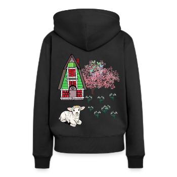 Joyeuses Pâques Agneau Schaff Pâques Nature Printemps - Sweat à capuche Premium bio Femme - noir - Dos - Julia (174cm)