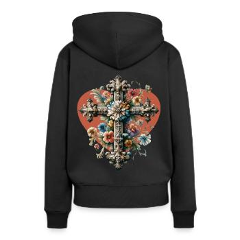 Croix Crucifix Halloween Croix Croix - Sweat à capuche Premium bio Femme - noir - Dos - Julia (174cm)