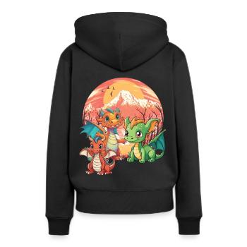 Dragon Dragon Dinos Dino Temps Âge De Pierre - Sweat à capuche Premium bio Femme - noir - Dos - Julia (174cm)