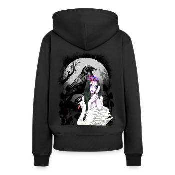 cygne mystique conte de fées conte de fées personnage corbeau - Sweat à capuche Premium bio Femme - noir - Dos - Julia (174cm)