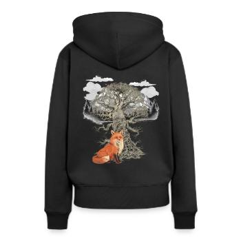 Renard, Renards, Animaux De La Forêt, Montagnes, Nature, Faune - Sweat à capuche Premium bio Femme - noir - Dos - Julia (174cm)