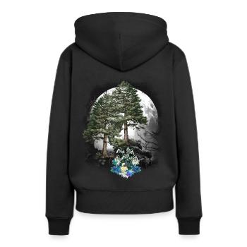 Forêt Nature Printemps Fleurs Conifères Forêt Arbres Arbre - Sweat à capuche Premium bio Femme - noir - Dos - Julia (174cm)