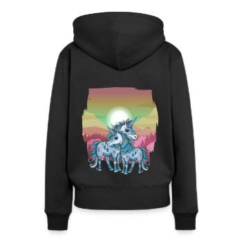 Einhörner Einhorn Schamane Natur Wald indianisch - Frauen Premium Bio Hoodie - Schwarz - Hinten - Julia (174cm)