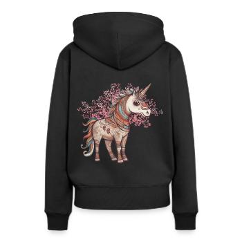 Einhörner Einhorn Schamane Natur Wald indianisch - Frauen Premium Bio Hoodie - Schwarz - Hinten - Julia (174cm)