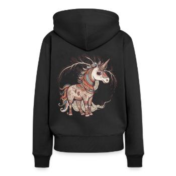 Einhörner Einhorneun Schamane Kinder - Frauen Premium Bio Hoodie - Schwarz - Hinten - Julia (174cm)