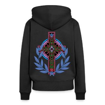 Croix Croix Crucifix - Sweat à capuche Premium bio Femme - noir - Dos - Julia (174cm)