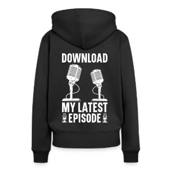 Podcast Animateur Podcasteur Podcasting Podcast Auditeur de podcast - Sweat à capuche Premium bio Femme - noir - Dos - Julia (174cm)
