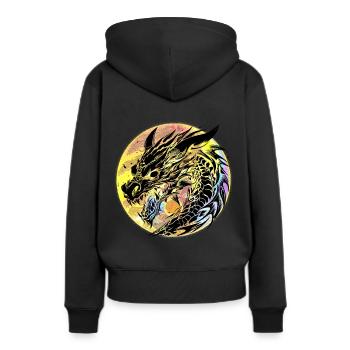 Drachen Drache Fabeltiere Fabelwesen Märchen - Frauen Premium Bio Hoodie - Schwarz - Hinten - Julia (174cm)