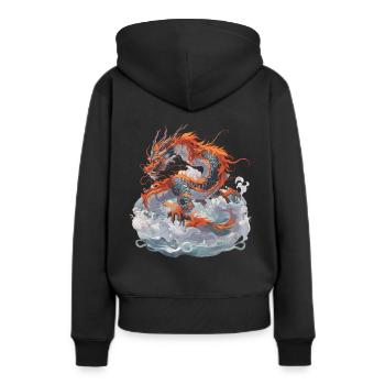 Drache Drachen Fabeltier Märchen - Frauen Premium Bio Hoodie - Schwarz - Hinten - Julia (174cm)