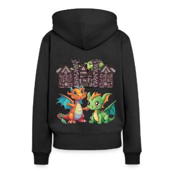 Mittelalter Drache Drachen - Frauen Premium Bio Hoodie - Schwarz - Hinten - Julia (174cm)