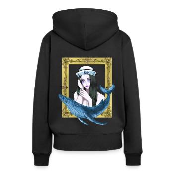 marins marin marin poisson poisson poisson marin marin - Sweat à capuche Premium bio Femme - noir - Dos - Julia (174cm)