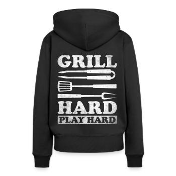Grillades Barbecue Grillades de fête Barbecue professionnel - Sweat à capuche Premium bio Femme - noir - Dos - Julia (174cm)