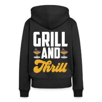 Grillades Barbecue Grillades de fête Barbecue professionnel - Sweat à capuche Premium bio Femme - noir - Dos - Julia (174cm)