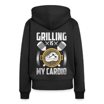 Grillades Barbecue Grillades de fête Barbecue professionnel - Sweat à capuche Premium bio Femme - noir - Dos - Julia (174cm)