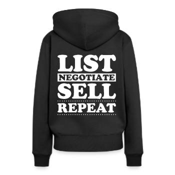 Agent immobilier Courtier immobilier Agent immobilier Agent immobilier - Sweat à capuche Premium bio Femme - noir - Dos - Julia (174cm)