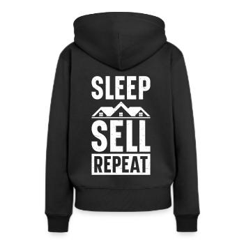 Agent immobilier Courtier immobilier Agent immobilier Agent immobilier - Sweat à capuche Premium bio Femme - noir - Dos - Julia (174cm)