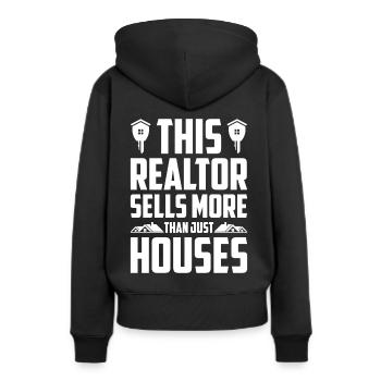 Agent immobilier Courtier immobilier Agent immobilier Agent immobilier - Sweat à capuche Premium bio Femme - noir - Dos - Julia (174cm)