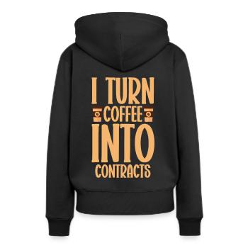 Agent immobilier Courtier immobilier Agent immobilier Agent immobilier - Sweat à capuche Premium bio Femme - noir - Dos - Julia (174cm)