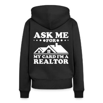 Agent immobilier Courtier immobilier Agent immobilier Agent immobilier - Sweat à capuche Premium bio Femme - noir - Dos - Julia (174cm)