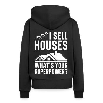 Agent immobilier Courtier immobilier Agent immobilier Agent immobilier - Sweat à capuche Premium bio Femme - noir - Dos - Julia (174cm)