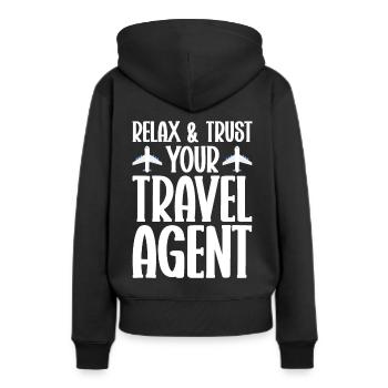 Commis au tourisme Agence de voyages - Sweat à capuche Premium bio Femme - noir - Dos - Julia (174cm)