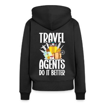 Commis au tourisme Agence de voyages - Sweat à capuche Premium bio Femme - noir - Dos - Julia (174cm)