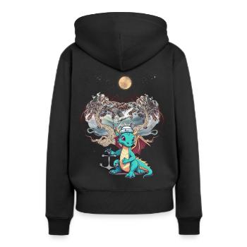 Drache Drachen maritim Matrose Matrosen Kind - Frauen Premium Bio Hoodie - Schwarz - Hinten - Julia (174cm)