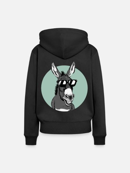 Esel Eselchen Maultier Muli - Frauen Premium Bio Hoodie - Schwarz