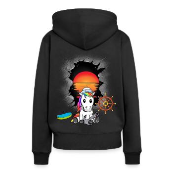 Einhorn Einhörner maritim Matrose Matrosen Moin - Frauen Premium Bio Hoodie - Schwarz - Hinten - Julia (174cm)