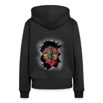 Croix, Croix, Crucifix, Halloween, Occulte, Spirituel - Sweat à capuche Premium bio Femme - noir - Dos - Julia (174cm)