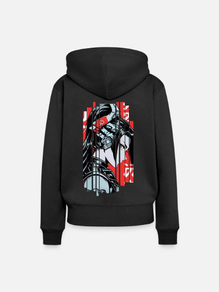 Frau Cyborg japan rot - Frauen Premium Bio Hoodie - Schwarz