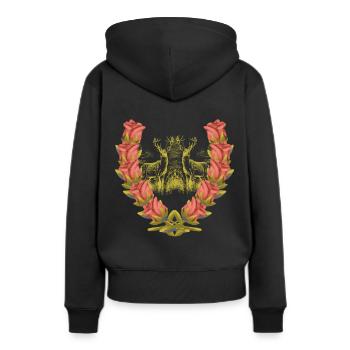 Bois de cerf Cerf rouge Roses Cerf Cerf Chevreuil Chevreuil - Sweat à capuche Premium bio Femme - noir - Dos - Julia (174cm)