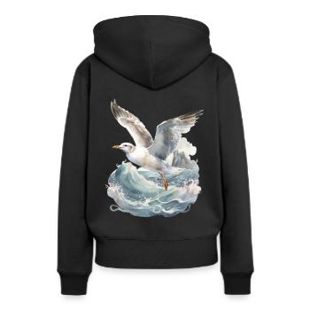 Mouettes Mouette Oiseaux de mer Oiseau de mer Maritime - Sweat à capuche Premium bio Femme - noir - Dos - Julia (174cm)