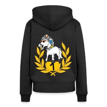 lustig spaßig Siegerehrung Pferd Pferde Reiterin - Frauen Premium Bio Hoodie - Schwarz - Hinten - Julia (174cm)