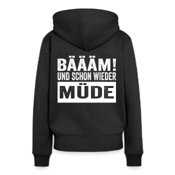 Bäääm ! Et encore fatigué Chemise de nuit - Sweat à capuche Premium bio Femme - noir - Dos - Julia (174cm)