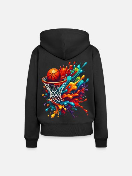 Bunte Basketball Tie Dye Farbe Splash Hoop Net - Frauen Premium Bio Hoodie - Schwarz