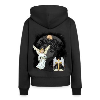 Ange Mystique Croix Croix Crucifix Spirituel - Sweat à capuche Premium bio Femme - noir - Dos - Julia (174cm)
