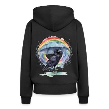Rainbow Crow Crows Corbeau Corbeau Parapluie - Sweat à capuche Premium bio Femme - noir - Dos - Julia (174cm)