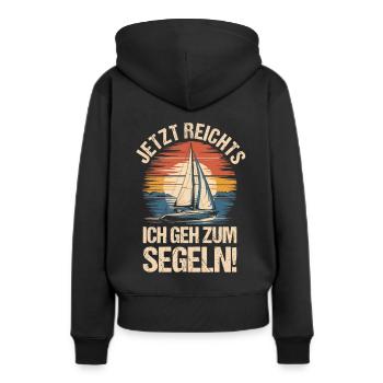 Jetzt Reichts Ich Geh Zum Segeln Retro Segelboot - Frauen Premium Bio Hoodie - Schwarz - Hinten - Julia (174cm)