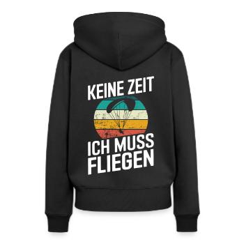 Keine Zeit Fliegen Retro Paragleiter Gleitschirm - Frauen Premium Bio Hoodie - Schwarz - Hinten - Julia (174cm)