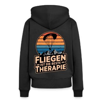 Fliegen Therapie Gleitschirmfliegen Paragleiten - Frauen Premium Bio Hoodie - Schwarz - Hinten - Julia (174cm)
